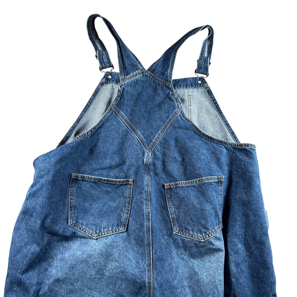 Bloomchic Denim Overalls Womens 16 Blue Wide Leg Adjustable Bib Jumpsuit - Picture 3 of 9